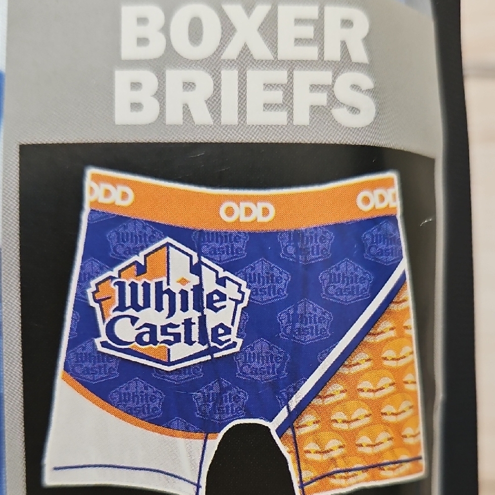 💜 New ODD Boxer Briefs White Castle Blue and Orange Large